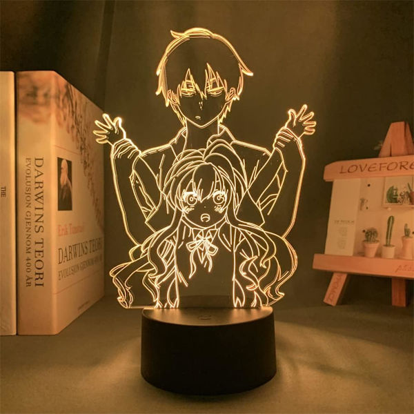 7/16 farger dimbar berøringsfjernkontroll Anime 3D illusjonslampe Manga Toradora Taiga Aisaka nattlys soveromdekorasjon LED-skrivebordslampe julegaver til barn