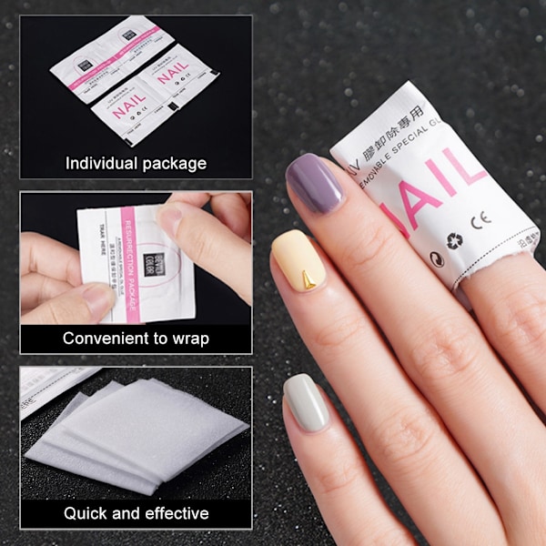 200 stk. engangs UV-neglelakfjerner folie wraps bomuldsrondeller manicure værktøj