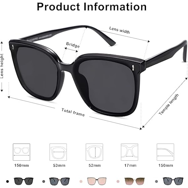 Trendy Oversized Solbriller for Kvinner og Menn Black/Grey
