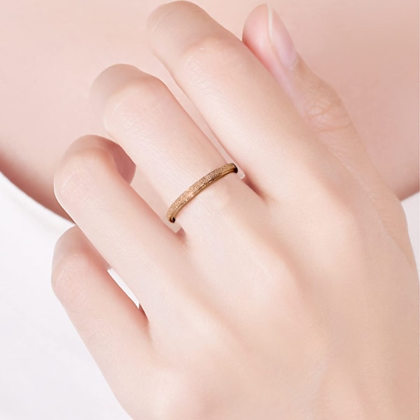 Ringe til kvinder Frosted rustfrit stål Kvinders statement ringe 2mm ----Rose Gold （ Størrelse  6 ）