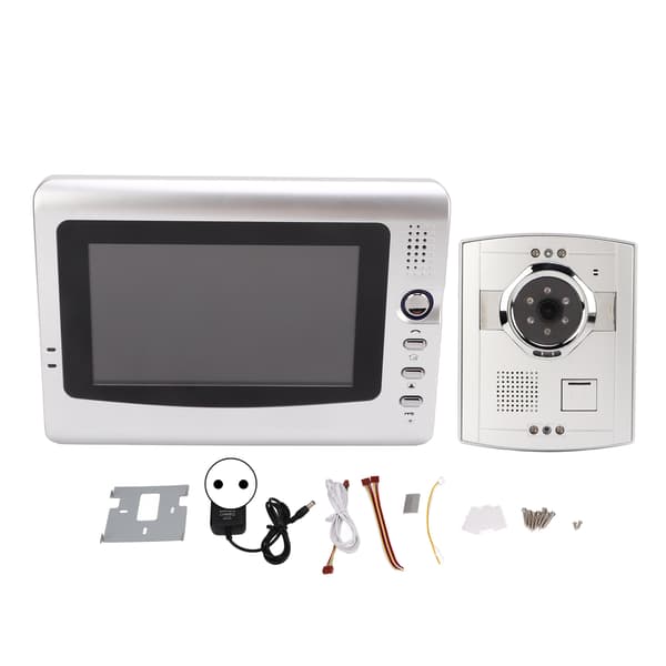 Farge Video Dørklokke Intercom System Kablet LCD-skjerm Infrarød Nattsyn Dørtelefon for Villa Hjem Innendørs Mottaker AC 100‑240V EU-plugg