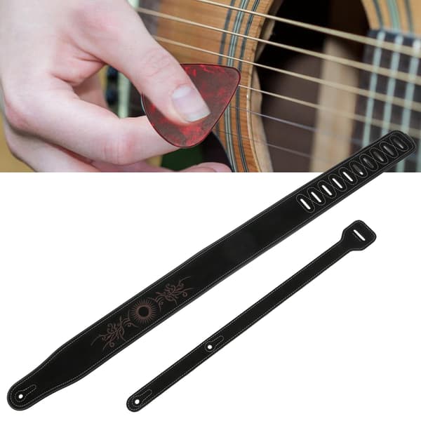 Gitarrrem i matt äkta kohudläder för el- och akustiska gitarrer