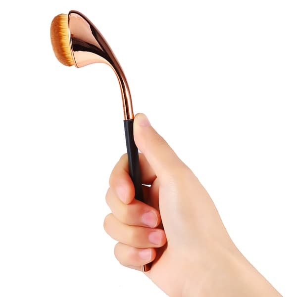 Oval Shape Face Contour Cosmetic Foundation Makeup Brushes (Rose Gold)