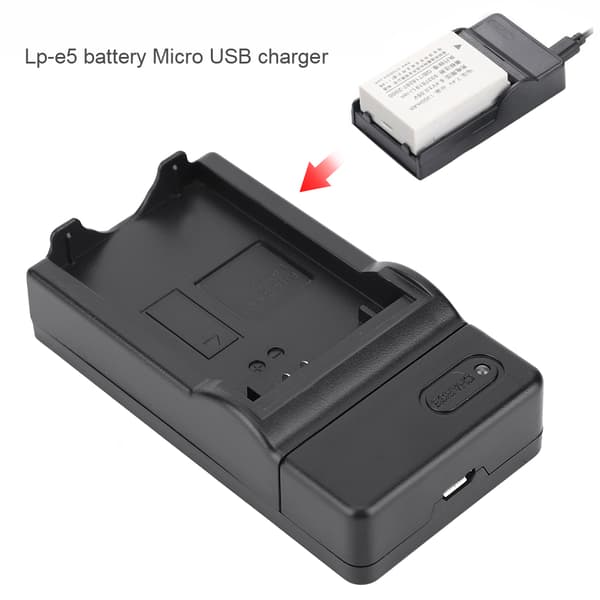 LP-E5 Kamerabatterioplader Micro USB-interface til Canon EOS 1000D 2000d EOS 450D EOS 500D kissX2 KISSX3 Enkelt opladningsslot
