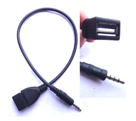 0,18 m USB hun til 3,5 han lyd stik bilnavigation/lyd AUX adapter kabel GPS, 3-pak