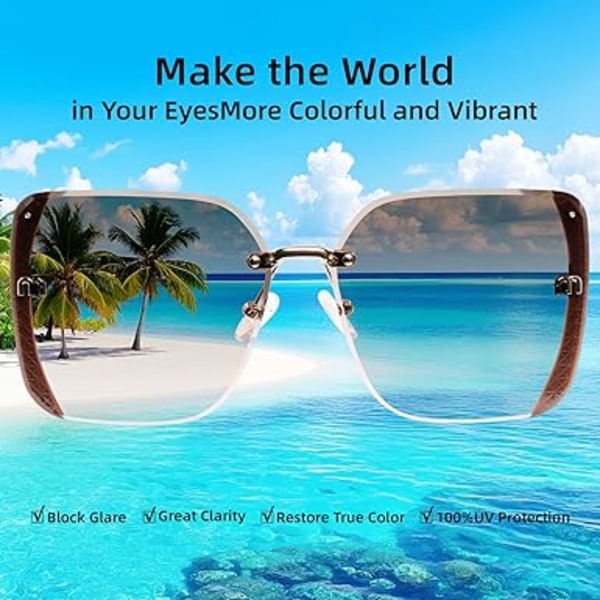 Klassiska Trendiga Fyrkantiga Oversized Solglasögon Dam Herr UV400 Stora Designer Shades Beige Frame/Brown
