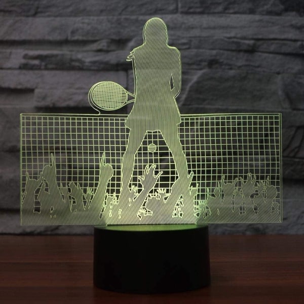 WJ 3D Tennis Fjärrkontroll 16 Färg Nattljus Illusion Akryl LED Bordsängslampa Barn Sovrum Skrivbordsdekor Födelsedagspresenter Leksak för Barn
