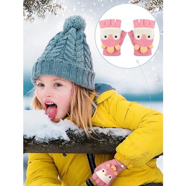 3 Par Vinter Fingerlösa Vantar Varma Omvandlingsbara Vantar Klaffskydd Vantar för Barn
