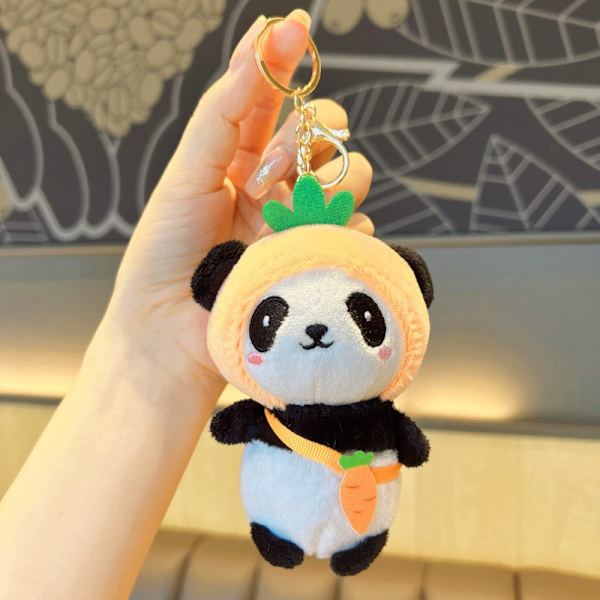 Söt liten docka, parväska hänge, plyschleksak docka nyckelring, docka hänge Plush Fruit Panda Carrots
