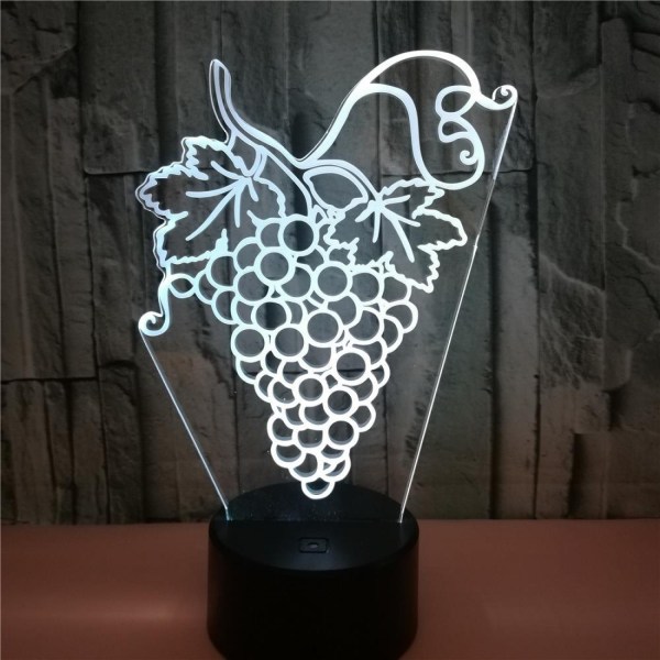 JUSTUP Söt vesikulär 3D-nattlampa 7 färgbyte LED-druvor 3D-lampor Bordslampa Julleksakspresent --- Stil J