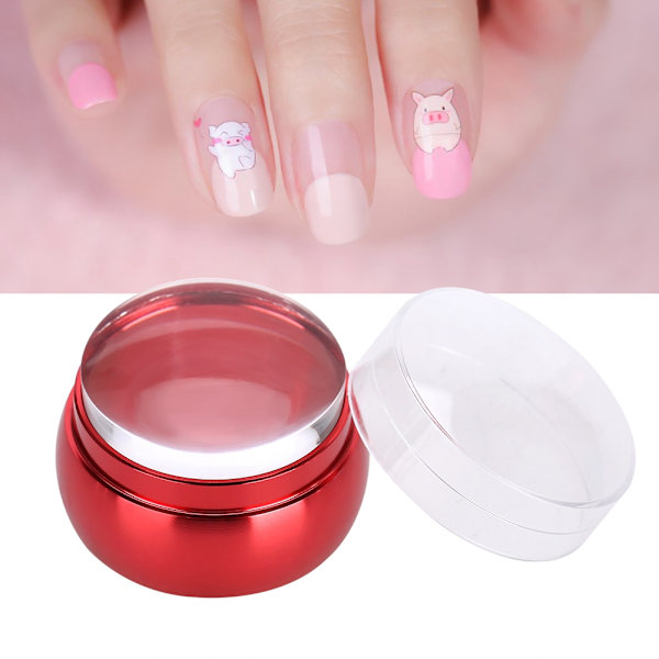 2 stk. Silikone Neglekunst Poleringsoverførselsstempel med hætte Stor Skraber Sæt Manicure Værktøj