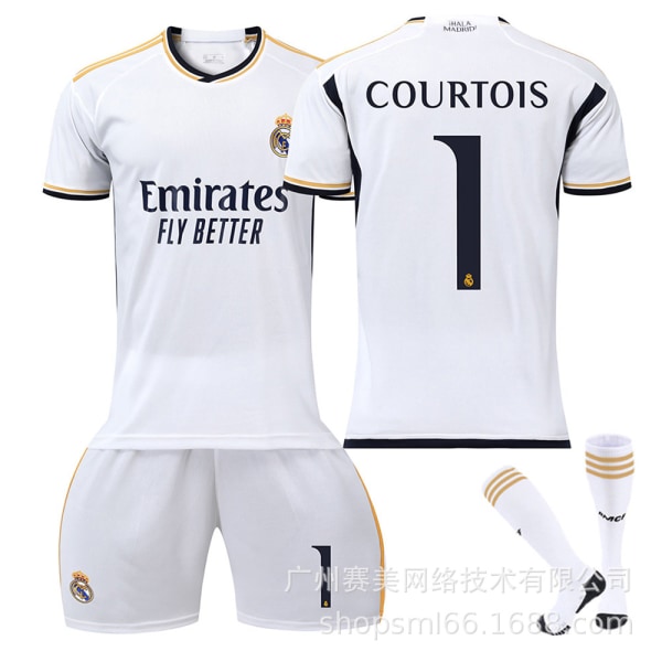 23-24 New Real Madrid Home Children's Adult Football Kit with Socks-1 COURTOIS-S