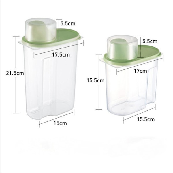 Spannmålsförvaringsbehållare, set med 8 transparenta plastmatbehållare, 1,9L/2,5 L matförvaring för spannmål, havre, bönor (flera färger)