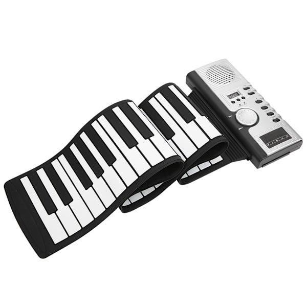 Blød silikone keyboard klaverrulle foldbar bærbar 61-tasters sort hvid med højttaler