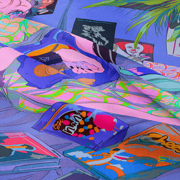 Wekity Anime Gobelin Æstetisk Kunst Hjem Baggrund Stof Dekoration Gave Boho Gobelin til Stue Soveværelse Dekoration (614-23, 51 X 59 tommer )