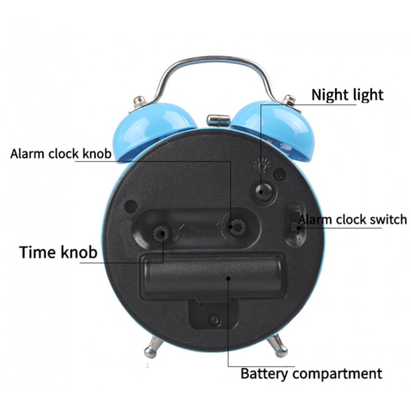 3 tums sovrumsväckarklocka, metallväckarklocka, studenthemdekoration skrivbordsklocka