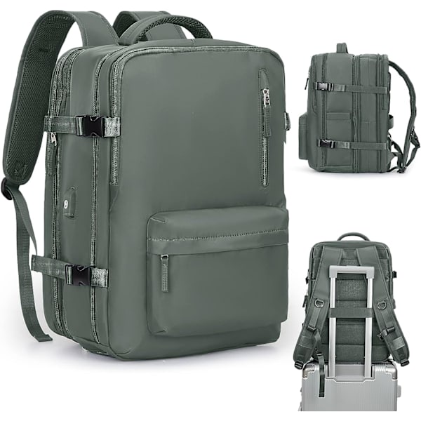 Anti-tyveri vandtæt rejse laptop rygsæk N2-green-extra large M