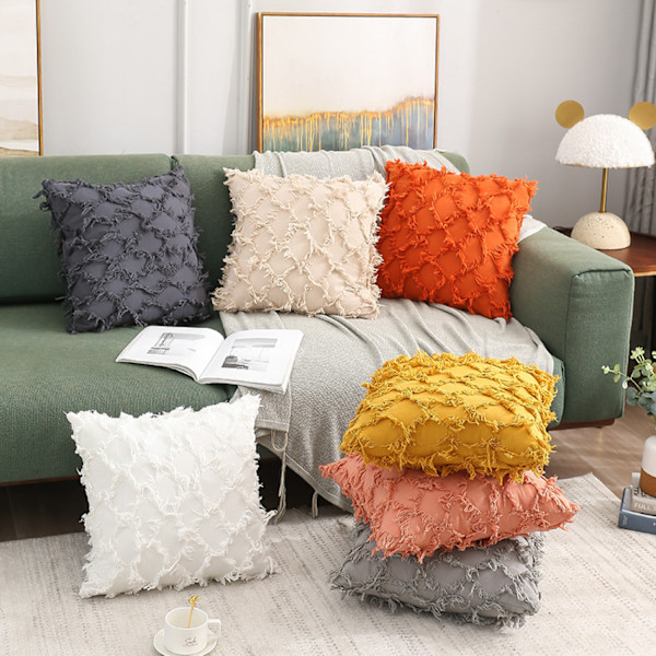 Dekorative putetrekk 20x20 tommer blomsterkuttede putetrekk for soverom stue sofa (hvit)