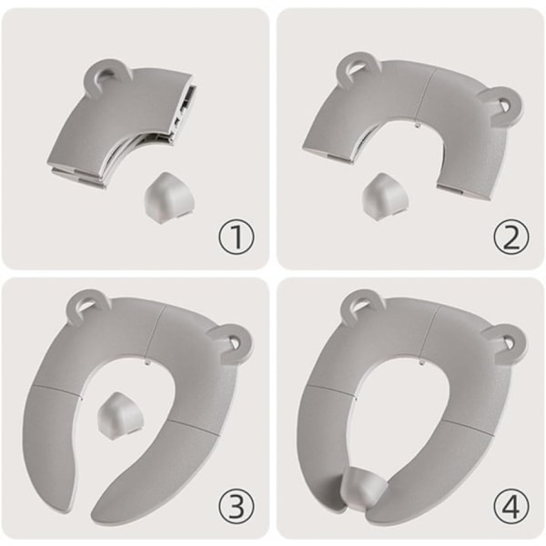Bärbar Barnvänlig Toalettsits, Djurformad Vikbar Potträningsdyna med Stadigt Halkfritt Grepp, Lättrengjord Design för H grey