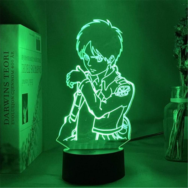 Akryl 3D-lampa Eren Yeager Figur Heminredning Nattlampa Touch Switch USB Batteridriven Barn Barn Sovrum Led Nattljus Present
