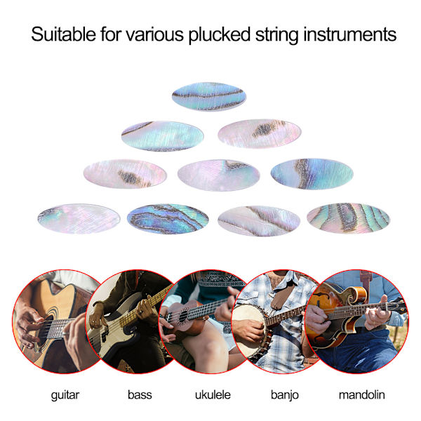 10 st Fretboard Ovalformade Inläggningspunkter för Gitarr Bas Ukulele