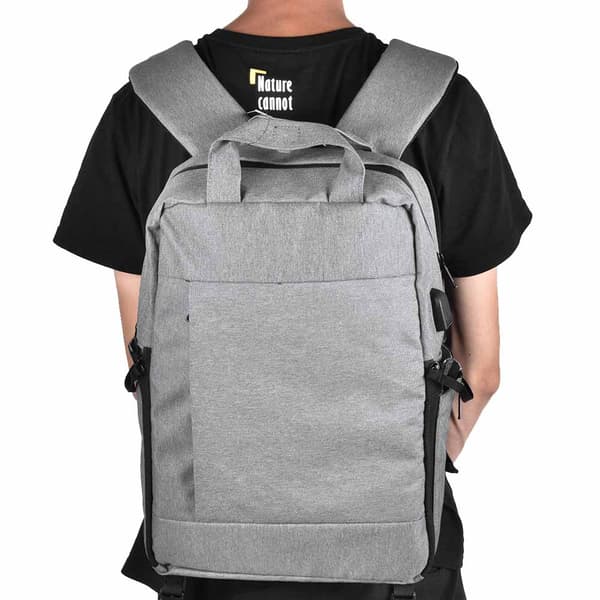 EIRMAI DQ310B Nylon Skuldertaske Kamera Computer Rygsæk med USB-interface (Mørkegrå)
