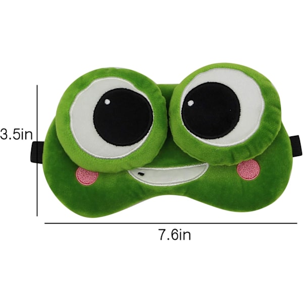 Rolig Groda Sömnmask Mjuk Plysch Justerbar Blindfold Ögonmask Skydd med Återanvändbar för Män Kvinnor Barn Grön