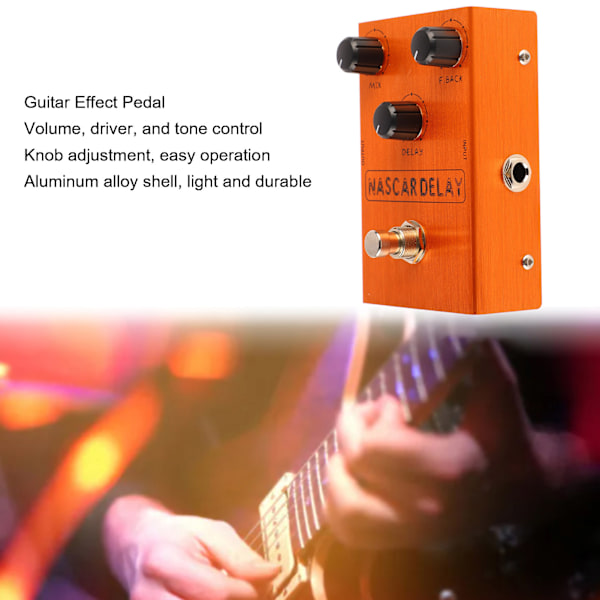 Fördröjningseffektpedal BBD-chip 3 knappar Effektor för elgitarrprestanda Solo Orange