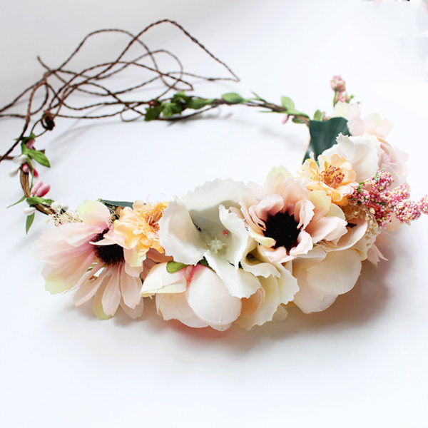 AVEKI Kvinde Piger Blomsterkrone Brude Eucalyptus Halo Bryllup Blomster Hovedbånd Fotoshoot，GSG-033