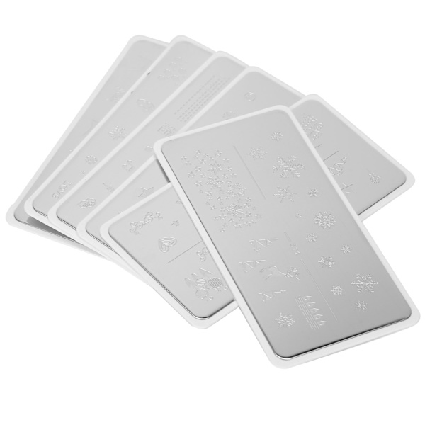 6 kpl Kynsilakkalevysetti Ruostumaton Teräs DIY Manikyyri Suorakulmainen Malli Stencil