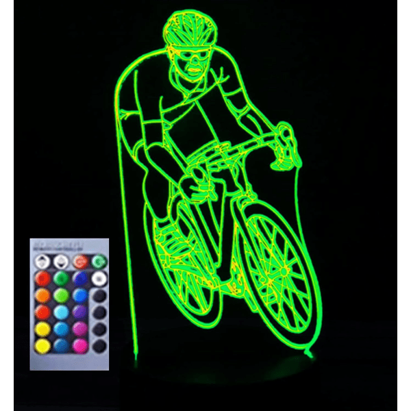 WJ 3D Cykel led Nattljus Lampa Illusion Nattljus 16 Färgbyte Bord Skrivbordsdekoration Lampor Present Akryl Platt ABS Base USB kabelleksak