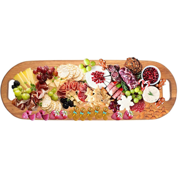 LUX Amerikansk eiketre Oversized Charcuterie Board Ekstra lang 26\" x 8,7\" | Ostebrett med håndtak | Fruktbeitefat | Servering