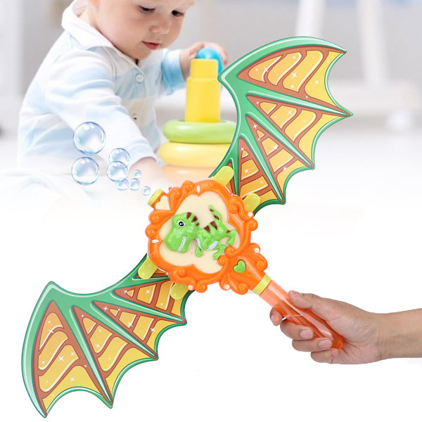 Elektrisk tecknad bubbelblåsare ljus musik vinge trollstav utomhus flickor pojkar 3 år gamla barn present leksakRosa dinosaurie