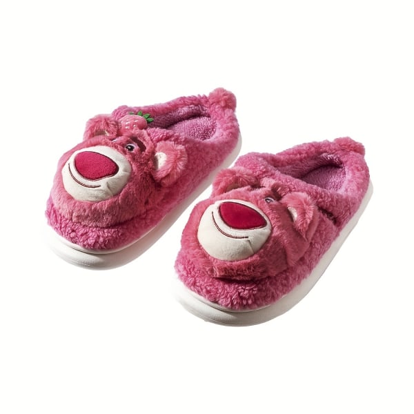 Miniso & Disney Lotso Bear Tofflor, Kawaii Varmt & Bekvämt Plysch Nyhetsskor, Inomhus Halkskydd Mjuka Tofflor 38-40