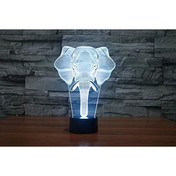 WJ 3D Elefant Fjernkontroll 16 Farger Nattlys Illusjon Akryl LED Bordlampe Sengesidelampe Barn Soverom Skrivebord Dekor Bursdagsgaver Leke for Barn