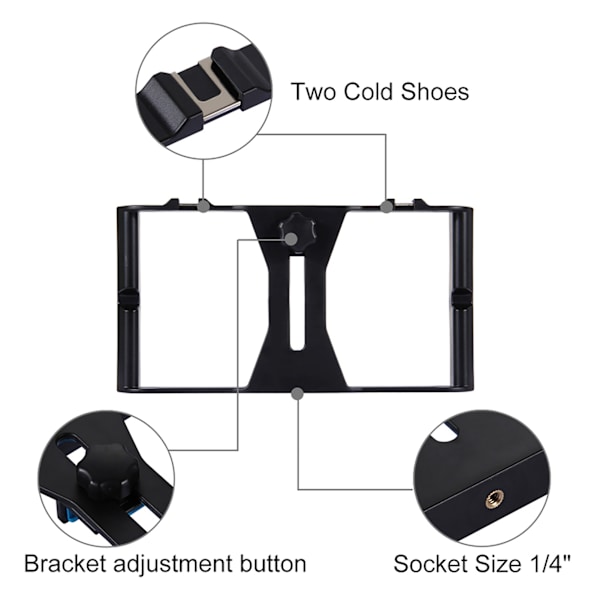 PULUZ Telefon Smartphone Video Bur Stabilisator Rig Stativfäste för LED-lampa Mikrofon