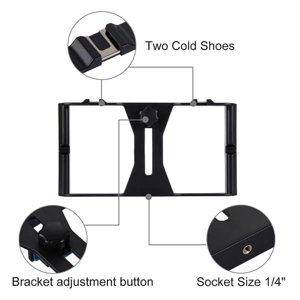PULUZ Telefon Smartphone Video Bur Stabilisator Rig Stativmontering til LED-lampe Mikrofon