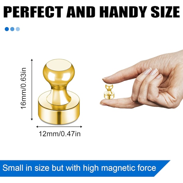 LOVIMAG Kultaiset Jääkaappimagneetti, 16 kpl Jääkaapin Magneetit Pienet Neodyymi Magneetit Valkotaululle, Vahvat Metalliset Push Pin Magneetit Magn