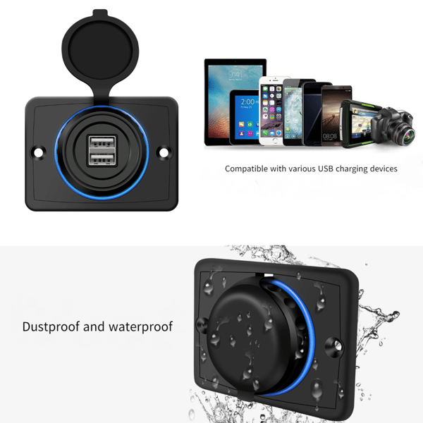 3.1A Dual Port LED-Iris USB-auton lataus - Yksi sarja