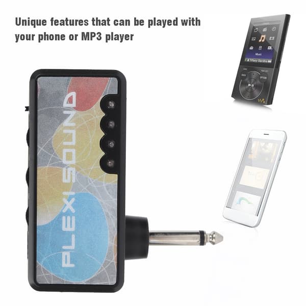 Bärbar Mini Elektrisk Gitarr Plug Inbyggd Distorsionseffekt Hörlursförstärkare Tillbehör