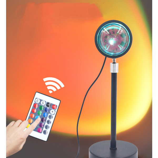 JUSTUP Solnedgångslampa Projektionsled-lampor med fjärrkontroll 16 färger Nattljus 360° rotation Regnbågsljus för fest/hem/vardagsrum/sovrumsinredning