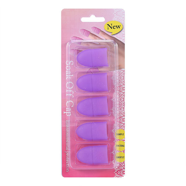 5 st/set Nya Nail Art Soak Off Cap Gel Polish Remover Cleaner Fashionable Clip Lila
