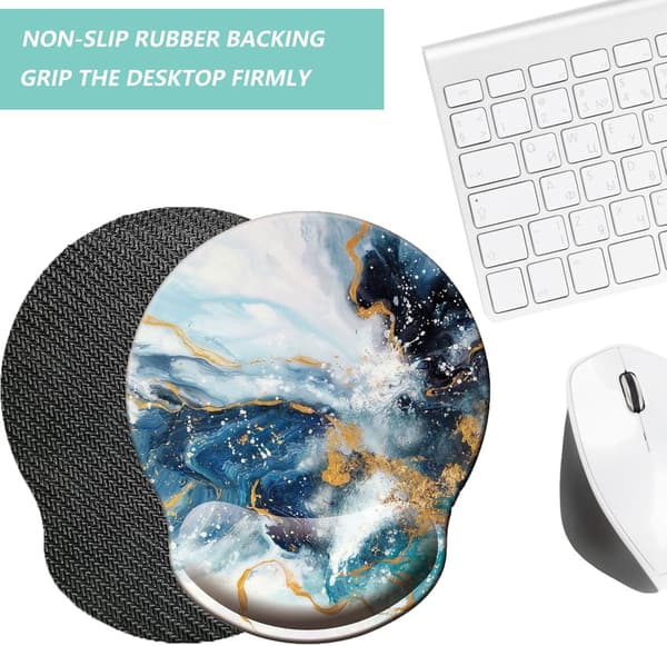 Musemåtte med håndledsstøtte, ergonomisk musemåtte med memory foam håndledsstøttepude, skridsikker gummibase Gaming musemåtte til hjemmet