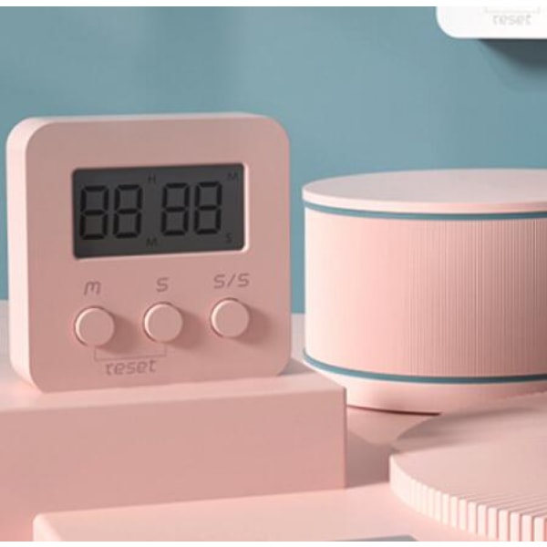 Display Kök Timer - Matlagningstimer för Kökslärare Studenter Spel Barn Möten - Digital Timer Magnetisk Baksida Hög Alarm (Rosa)