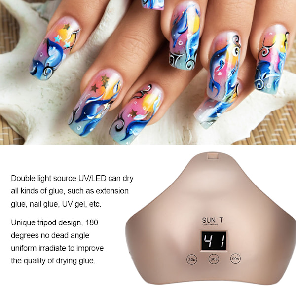 24W Nagellampa UV LED Gel Nagellack Torktumlare Snabbtorkande LCD Nagelkonstmaskin