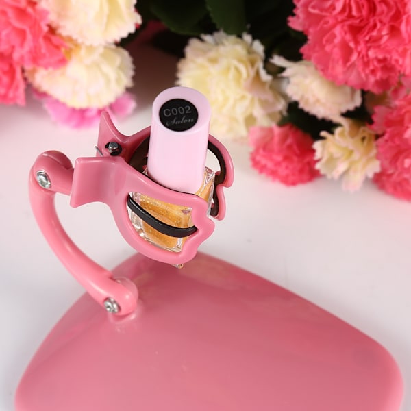Ny handfri nagellacksflaskhållare displayställ lutningsklämma greppverktyg rosa