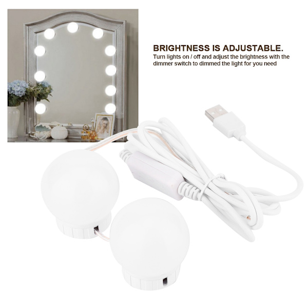 LED-glödlampa spegellampa Vanity USB Touch Switch spegellampa kit lins strålkastare glödlampor kit 2 glödlampor