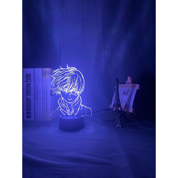 Anime My Hero Academia Shoto Todoroki Ansigtsdesign Natlampe til Børn Drenge Soveværelse Dekoration Akryl Bordlampe Gave, 16 Farver