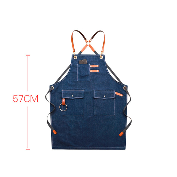 Denim forklæde Fashion køkken frisør Hot Pot mælkete kagebutik restaurant arbejdstøj（Navy blue）