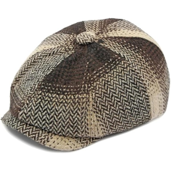 Miesten Klassinen Newsboy-Lippis Gatsby Ivy Cabbie Hat, ruskea